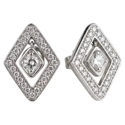 Pre-owned Roberto Coin Diamond Pave 18k White Gold Stud Earrings
