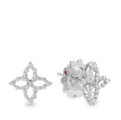 Roberto Coin Diamond Pavé Four-leaf Clover Earrings In White