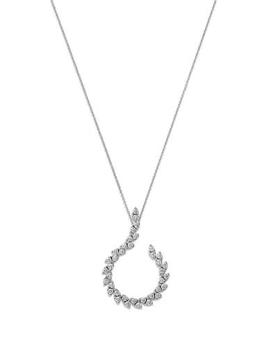 Roberto Coin Diamond Small Swirl Pendant Necklace In 18k White Gold, 25-27