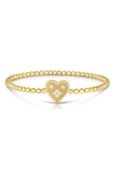 Roberto Coin Diamond Venetian Heart Bracelet In Yellow Gold