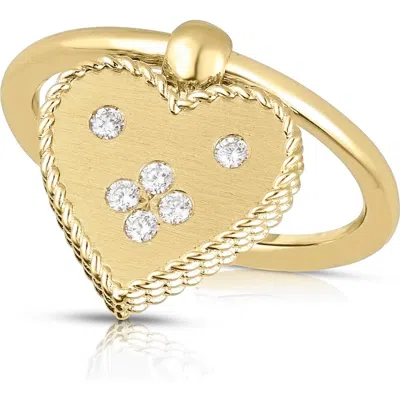 Roberto Coin Diamond Venetian Heart Ring In Yellow Gold