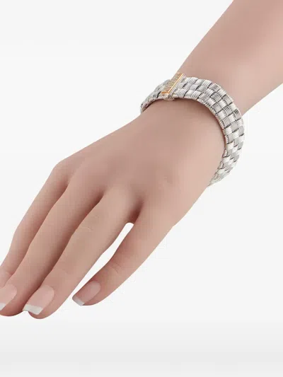 Pre-owned Roberto Coin Diamond White Gold Bracelet In Silver