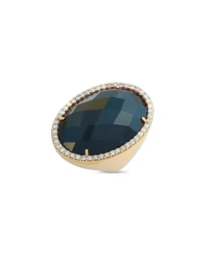 Pre-owned Roberto Coin Dnu Dupe Skus  18k Rose Gold 0.90 Ct. Tw. Diamond & Onyx Ring (authentic Pre-loved) In Blue