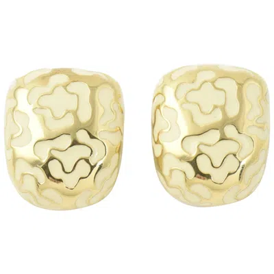 Pre-owned Roberto Coin Enamel And Gold Flower Clip Earrings In Multi
