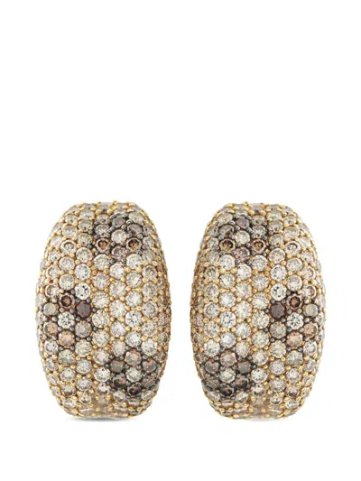 Pre-owned Roberto Coin Fantasia Diamond Clip-on Earrings In Gold