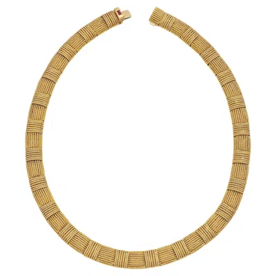 Pre-owned Roberto Coin Finely Woven Link Necklace In 18k Gold With Original Case In Multi
