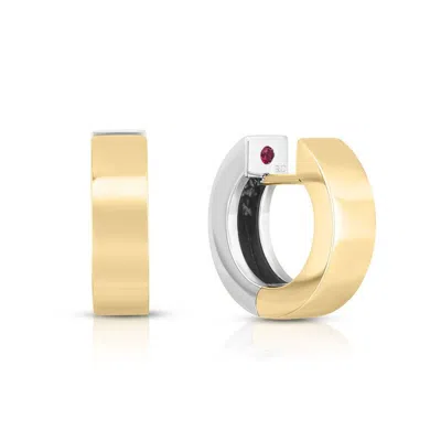 Roberto Coin Gold Classic Two Tone Reversible Huggie Earrings - 10mm In Yellow