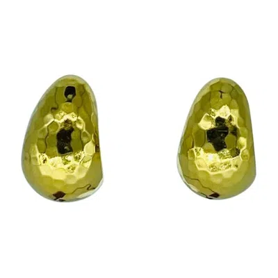 Pre-owned Roberto Coin Hammered Design Huggies Hoop Earrings In Multi