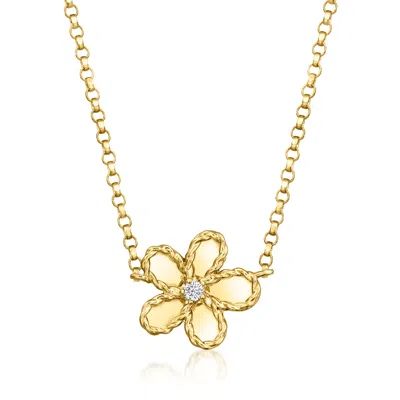 Roberto Coin "jasmine" 18kt Yellow Gold Flower Necklace With Single Diamond