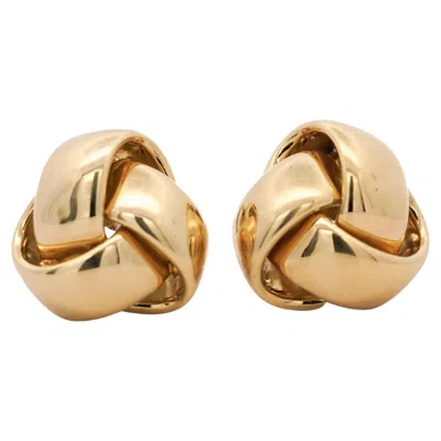 Pre-owned Roberto Coin Knot 18k Yellow Gold Stud Earrings Clip On Lever Backs