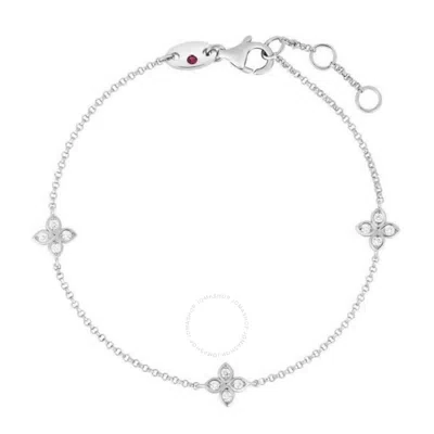 Roberto Coin Love By The Yard Diamond Flower 3 Station Bracelet In White Gold