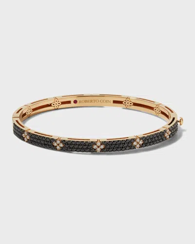 Roberto Coin 18k Rose Gold Verona Black And White Diamond Bangle Bracelet In Black/rose Gold