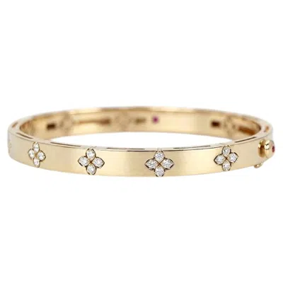Pre-owned Roberto Coin Love In Verona 18k Yellow Gold Diamond Bangle Bracelet