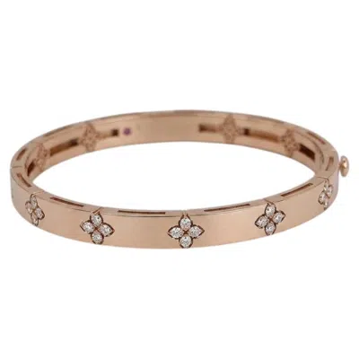 Pre-owned Roberto Coin Love In Verona Diamond Rose Gold Bangle Bracelet In Red