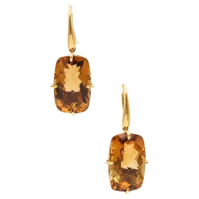 Pre-owned Roberto Coin Modern Dangle Earrings 18kt Gold With 47.98 Ctw Smokey Quartzes In Multi