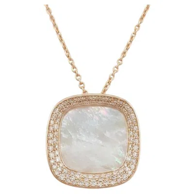 Pre-owned Roberto Coin Mother Of Pearl Diamond 18k Rose Gold Pendant Necklace In Red