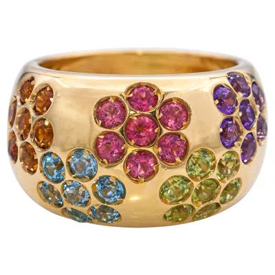 Pre-owned Roberto Coin "nabucco" 18k Yellow Gold Flush Set Multi-gemstone Ring