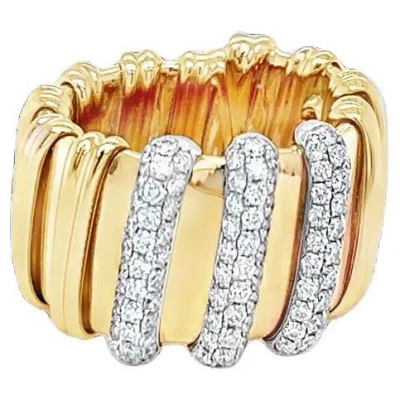 Pre-owned Roberto Coin Nabucco Rose Gold And Diamond Ring In Red