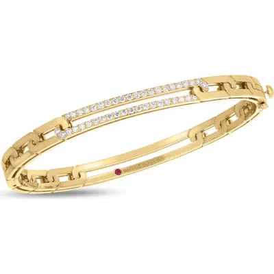 Roberto Coin Navarra Diamond Pavé Extended Link Bangle Bracelet In Yellow