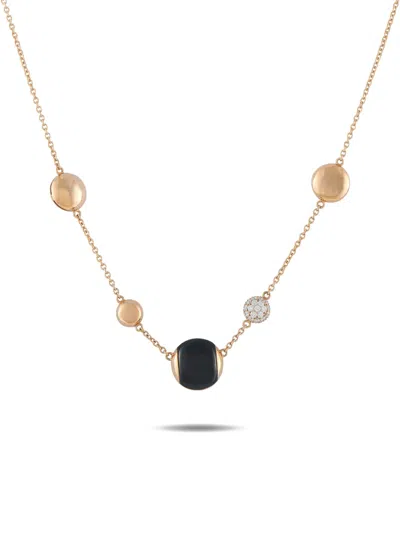 Pre-owned Roberto Coin Onyx And Diamond Necklace In Pink
