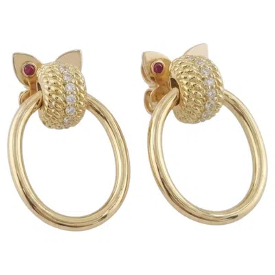 Pre-owned Roberto Coin Opera Collection Textured Bead Diamond Dangle Earrings In Multiple