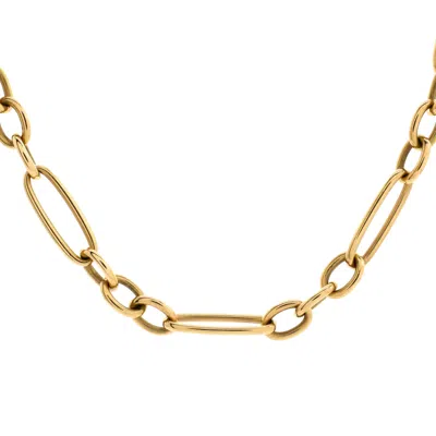 Roberto Coin Oval And Round Link Chain Necklace Yellow Gold 18"