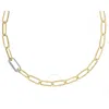 Roberto Coin Paperclip Link With Diamond Necklace 17" - 9151253ay17x In Yellow