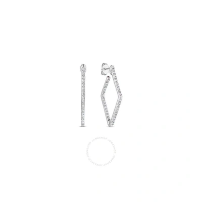 Roberto Coin Perfect Diamond Hoops Collection White Gold Diamonds Earrings - 111456awerx0 In Metallic