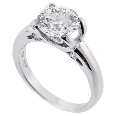 Pre-owned Roberto Coin "platinum C" Diamond Engagement Ring In Multi