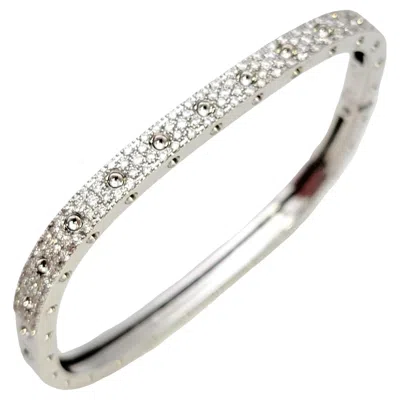 Pre-owned Roberto Coin Pois Moi Pavé Diamond Squared Bangle Bracelet 18 Karat White Gold