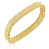 ROBERTO COIN ROBERTO COIN PRINCESS 18K YELLOW GOLD SATIN FINISH BANGLE WITH FLEUR DE LIS DIAMONDS