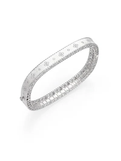 Roberto Coin Princess Diamond & 18k White Gold Bangle Bracelet In Silver
