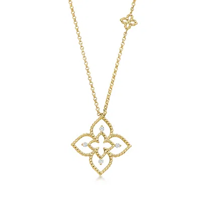 Roberto Coin "princess Flower" 18kt Yellow Gold Necklace With Diamonds