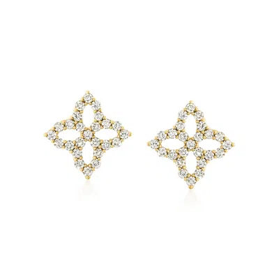 Roberto Coin "princess Flower" .32 Ct. T.w. Diamond Earrings In 18kt Yellow Gold