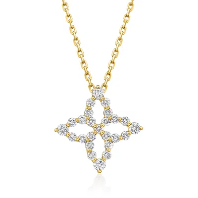 Roberto Coin "princess Flower" .47 Ct. T.w. Diamond Necklace In 18kt Yellow Gold