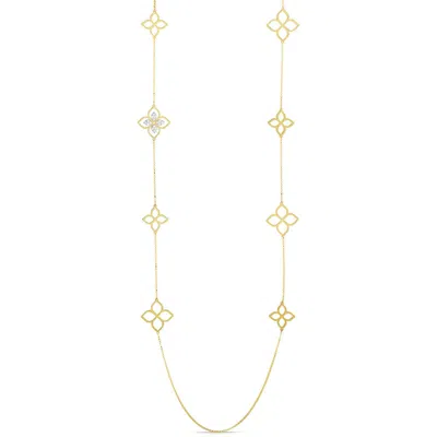 Roberto Coin Princess Flower Diamond Accent Station Necklace In Gold