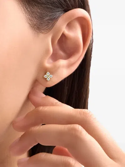 Roberto Coin Princess Flower Diamond Earrings In Gold