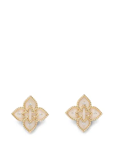 Roberto Coin Princess Flower Diamond Stud Earrings In Gold