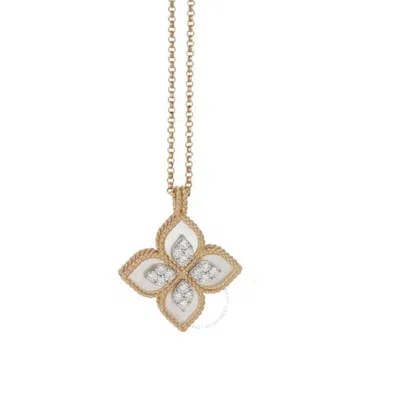 Roberto Coin Princess Flower Mop & Diamond Pendant In Rose & White Gold In Multi