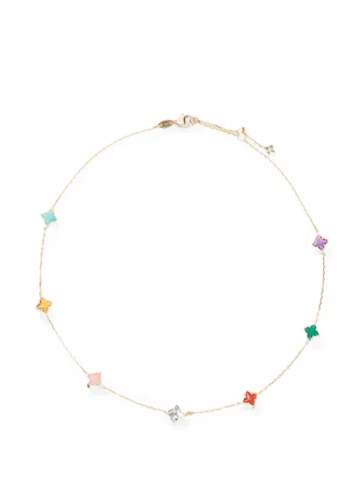 Roberto Coin Princess Flower Multi-stone Necklace In Gold