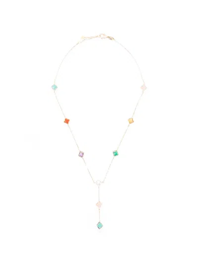 Roberto Coin Princess Flower Mulyi-stone Necklace In Gold