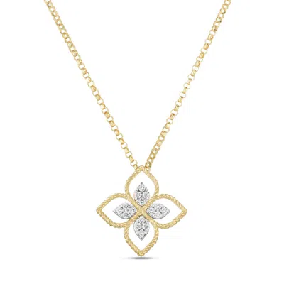 Roberto Coin Princess Flower Necklace In Yellow Gold