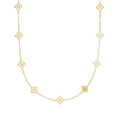 Roberto Coin "principessa" 18kt Yellow Gold Flower Station Necklace With Diamonds