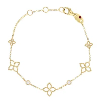 Roberto Coin Principessa Diamond & Flower Station Bracelet In Yellow Gold In ["yellow","gold Tone"]