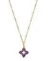 Roberto Coin Venetian Princess Small Purple Titanium Flower Necklace With Diamonds In 18k Rose Gold  In Purple