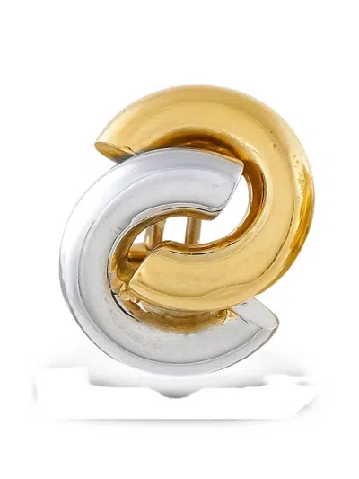 Pre-owned Roberto Coin Ruby Swirl-design Earrings In Gold