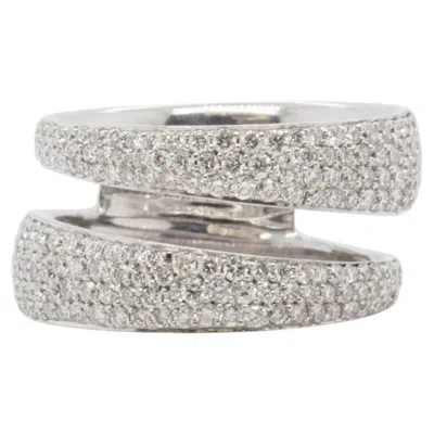 Pre-owned Roberto Coin Scalare 1 Carat Diamond 18k White Gold Two-row Band Ring