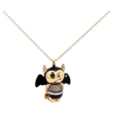 Pre-owned Roberto Coin She-devil Diamond Pendant Necklace 18k Yellow Gold