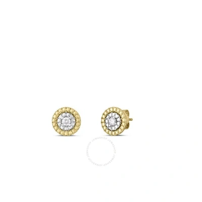 Roberto Coin Siena Small Diamond Dot Earrings In Yellow And White Gold - 111476ajerx0