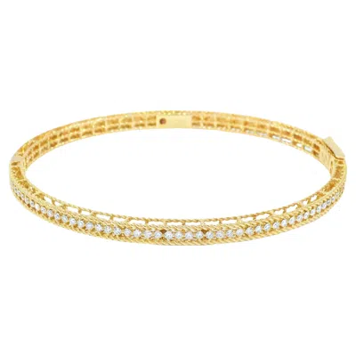 Pre-owned Roberto Coin Symphony Princess Diamond 18-karat Hinged Bracelet In Stock In Multi
